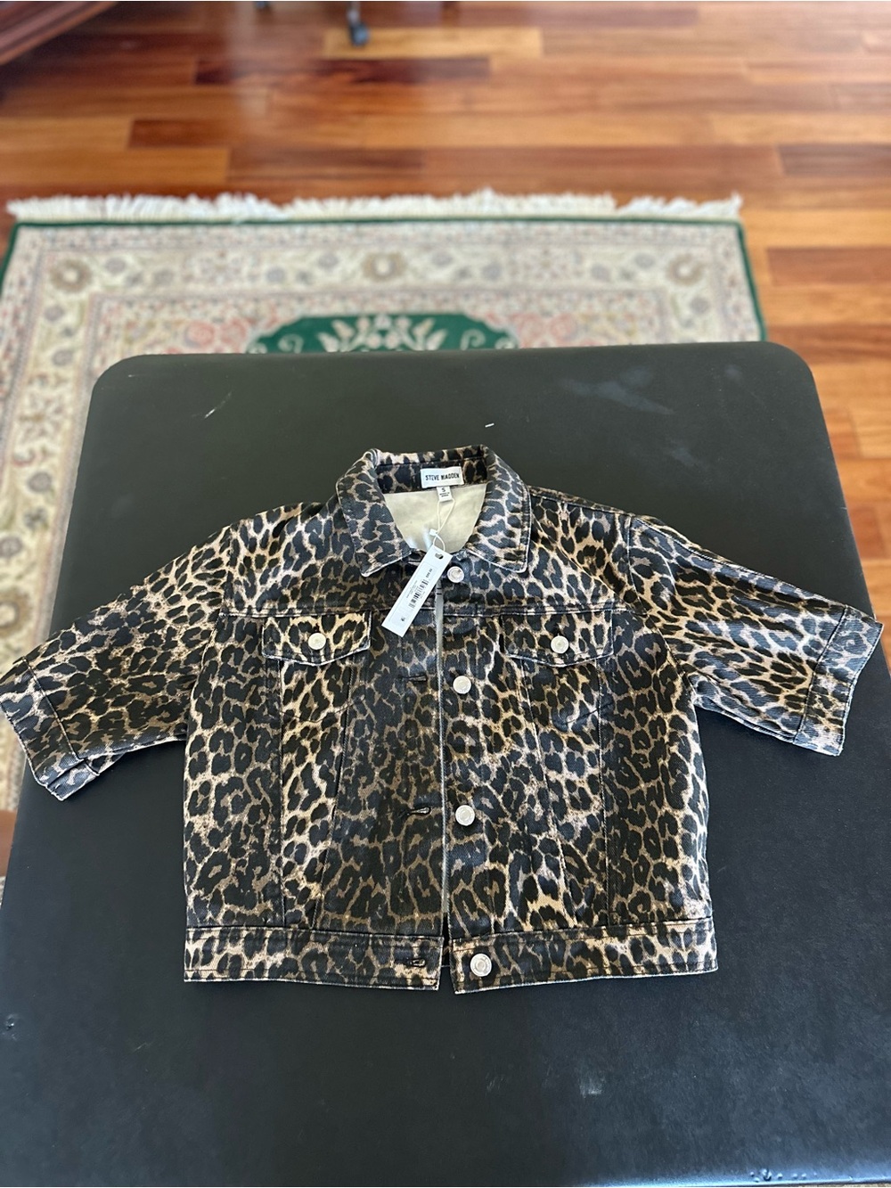 Steve Madden Leopard Print Denim Jacket - Women’s Small